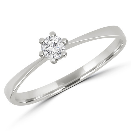 Round Cut Diamond Solitaire 6-Prong Engagement Ring in White Gold - #SRD2181-W