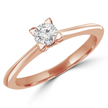 Round Cut Diamond Solitaire Tapered-Shank 4-Prong Engagement Ring in Rose Gold - #SRD2656-SM-R