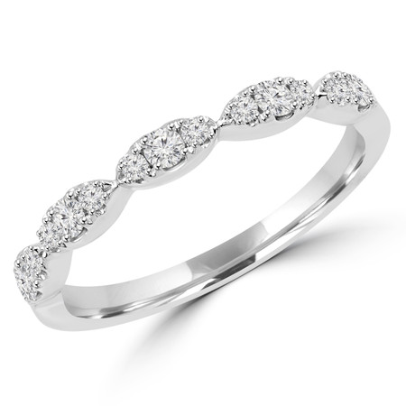 Round Cut Diamond Wedding Band Ring in White Gold - #URB-3554-W
