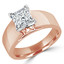 Princess Cut Diamond Solitaire Wide Shank Cathedral Set 4-Prong Engagement Ring in Rose Gold - #954LP-R