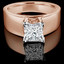 Princess Cut Diamond Solitaire Wide Shank Cathedral Set 4-Prong Engagement Ring in Rose Gold - #954LP-R