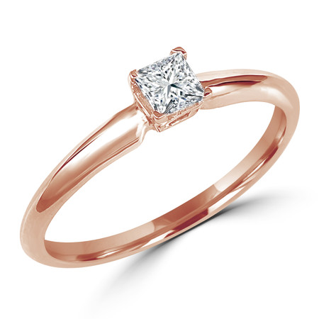 Princess Cut Diamond Solitaire 4-Prong Engagement Ring in Rose Gold - #S4P-R