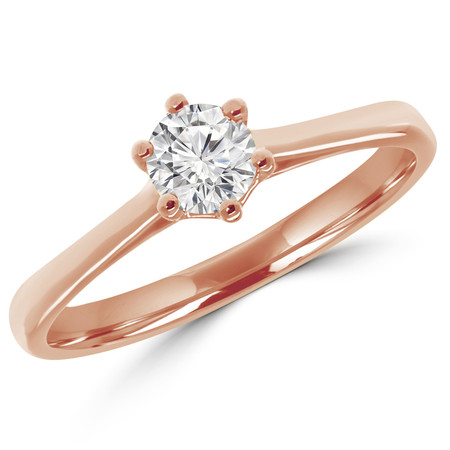 Round Cut Diamond Solitaire 6-Prong Engagement Ring in Rose Gold - #SRD2600-SMALL-R