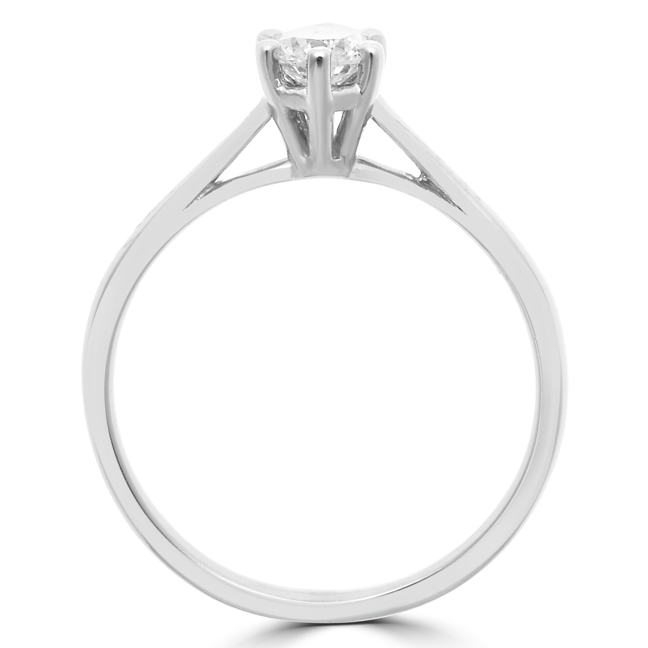 Round Cut Diamond Solitaire 6Prong CathedralSet TaperedShank