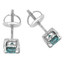 Round Cut Blue Diamond Solitaire 4-Prong Stud Earrings in White Gold - #R418-W-BLUE