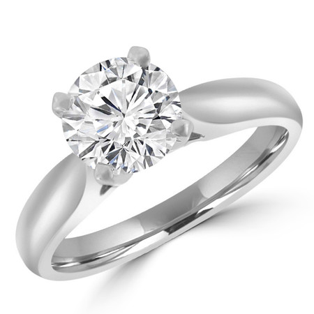 Round Cut Diamond Solitaire 4-Prong Cathedral-Set Engagement Ring in White Gold - #1244L-SMALL-W