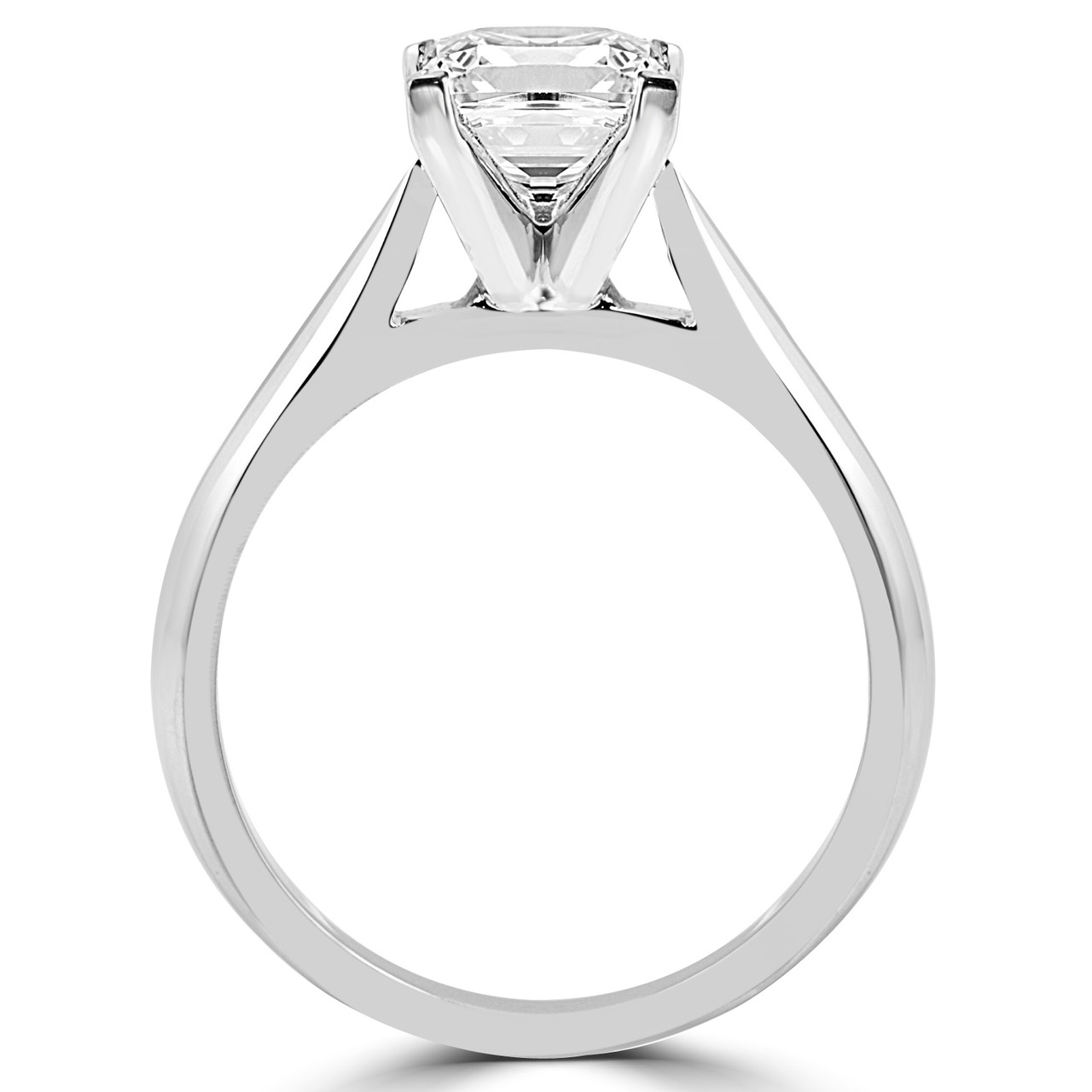 Princess Cut Diamond Solitaire VProng CathedralSet Engagement Ring in
