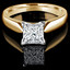 Princess Cut Diamond Solitaire V-Prong Engagement Ring in Yellow Gold - #1244LP-SMALL-Y