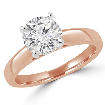Round Cut Diamond Solitaire Cathedral-Set 4-Prong Engagement Ring in Rose Gold - #2545L-SMALL-R