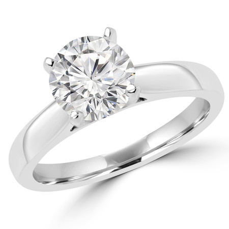 Round Cut Diamond Solitaire Cathedral-Set 4-Prong Engagement Ring in White Gold - #2545L-SMALL-W