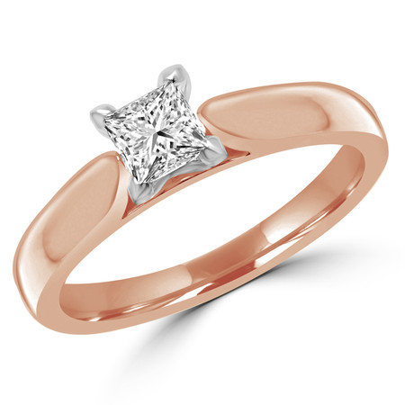Princess Cut Diamond Solitaire V-Prong Engagement Ring in Rose Gold - #2545LP-SMALL-R