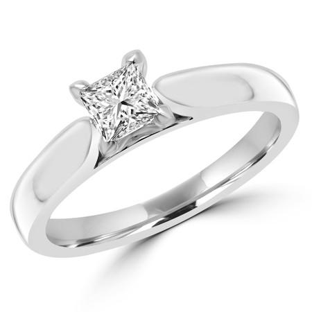 Princess Cut Diamond Solitaire V-Prong Engagement Ring in White Gold - #2545LP-SMALL-W