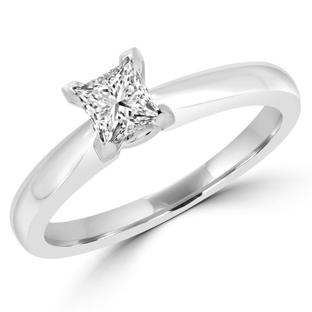 Princess Cut Diamond Solitaire V-Prong Engagement Ring in White Gold - #2546LP-SMALL-W