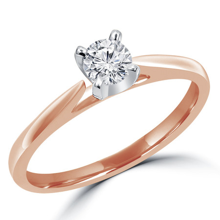 Round Cut Diamond Solitaire Cathedral Set 4-Prong Engagement Ring in Rose Gold - #356L-SMALL-R