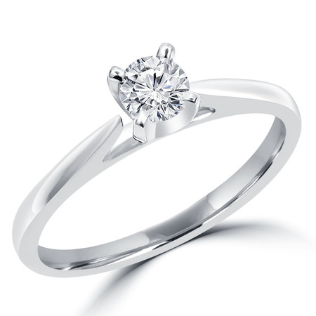 Round Cut Diamond Solitaire Cathedral Set 4-Prong Engagement Ring in White Gold - #356L-SMALL-W