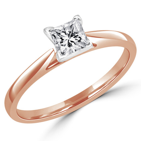 Princess Cut Diamond Solitaire Cathedral Set 4-Prong Engagement Ring in Rose Gold - #356LP-SMALL-R