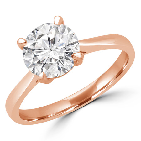 Round Cut Diamond Solitaire Engagement Ring in Rose Gold - #CALISTA-SMALL-R