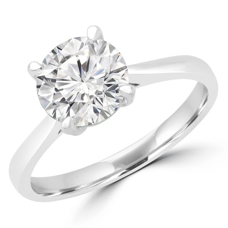 Round Cut Diamond Solitaire Engagement Ring in White Gold - #CALISTA-SMALL-W
