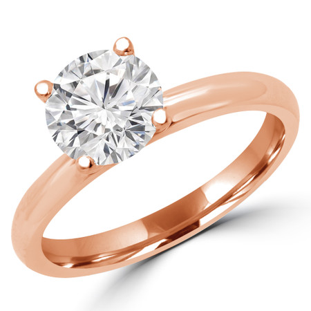 Round Cut Diamond Solitaire 4-Prong Engagement Ring in Rose Gold - #BONNIE-SMALL-R