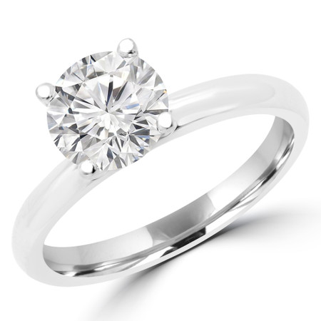 Round Cut Diamond Solitaire 4-Prong Engagement Ring in White Gold - #BONNIE-SMALL-W