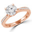 Round Cut Diamond Multi-Stone 4-Prong Engagement Ring with Round Diamond Accents in Rose Gold - #JEANNE-SMALL-R