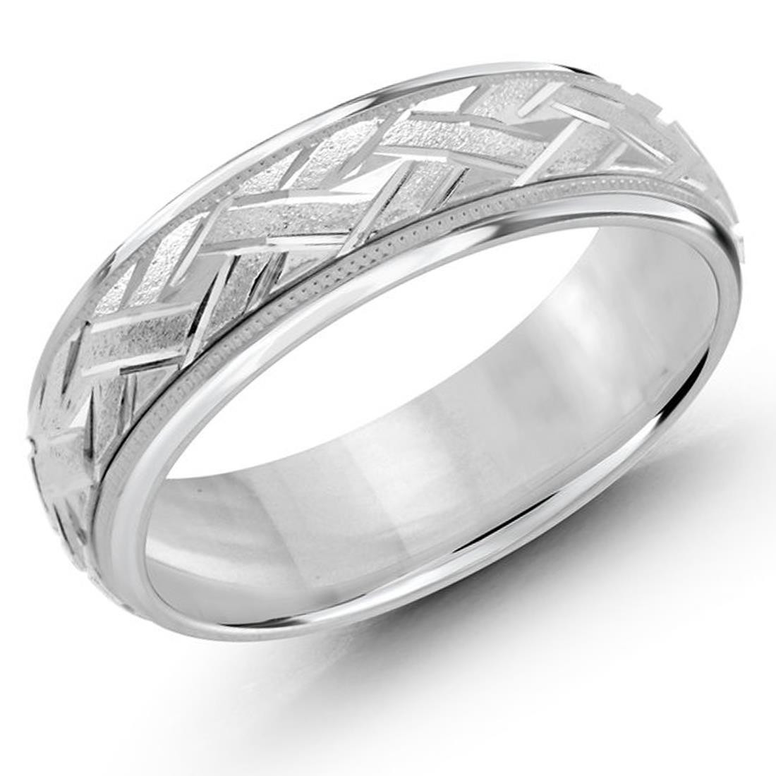 Mens 7 MM classic band with a sandblast zig-zag patterned center in ...