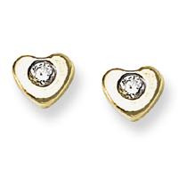 CZ Accent Heart Stud Baby Earrings in 14K Yellow Gold - #AD-032