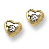 CZ Accent Puffed Heart Stud Baby Earrings in 14K Yellow Gold - #AD-034