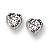 CZ Accent Heart Stud Baby Earrings in 14K White Gold - #AD-045W