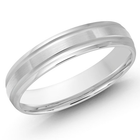 4 MM all white gold double grooved, satin finish band (MDVB0244) - #JM-393-4WL