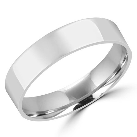5.0 MM Polished Mens Comfort Fit Wedding Band Ring in White Gold - #J105-520G-W