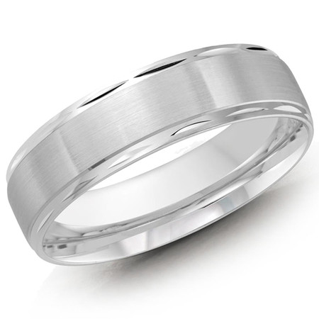 Men's 6 MM all white gold band with compact faceted edging (MDVB0479) - #LCF-674