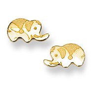 Baby Elephant Stud Baby Earrings in 14K Yellow Gold - #AD-074