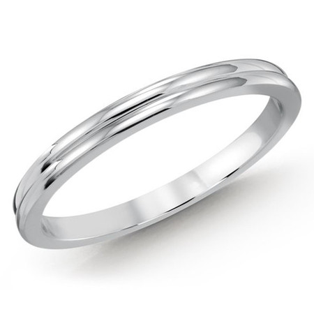 2 MM dual groove white gold matching band (MDVB0505) - #MBJ-011W