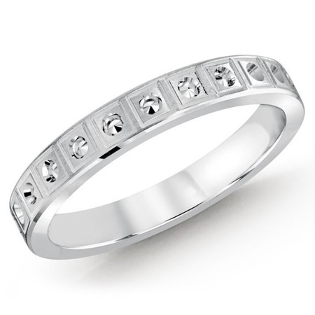 3 MM white gold dot deign matching band (MDVB0538) - #MBJ-025W
