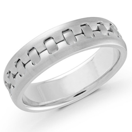 Men's 6 MM all white gold intertwined satin finish band (MDVB0560) - #MRD-024W