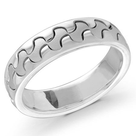 Men's 6 MM all white gold curvy center band (MDVB0577) - #MRD-035W