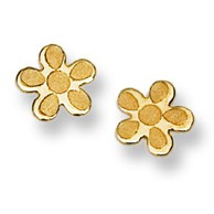 Flower Motif Stud Baby Earrings in 14K Yellow Gold - #AD-071