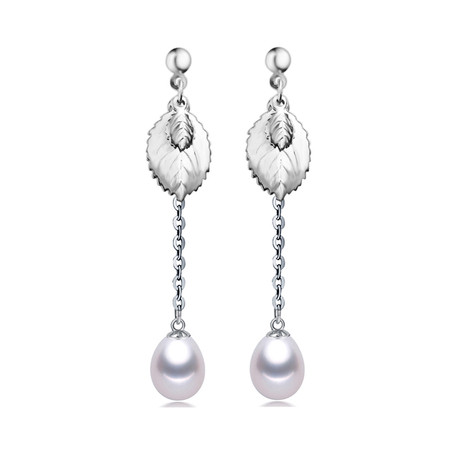 White Freshwater Pearl  Drop/Dangle Earrings in .925 Sterling Silver - #BMS170046