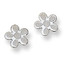 Flower Motif Stud Baby Earrings in 14K White Gold - #AD-071W