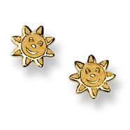 Smiling Sunshine Stud Baby Earrings in 14K Yellow Gold - #AD-075