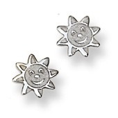 Smiling Sunshine Stud Baby Earrings in 14K White Gold - #AD-075W