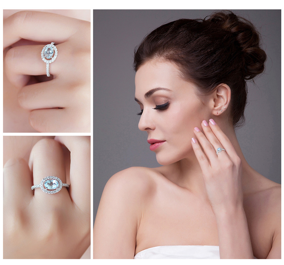 1 3/4 CTW Oval Blue Topaz Cocktail Ring in .925 Sterling Silver - Size ...