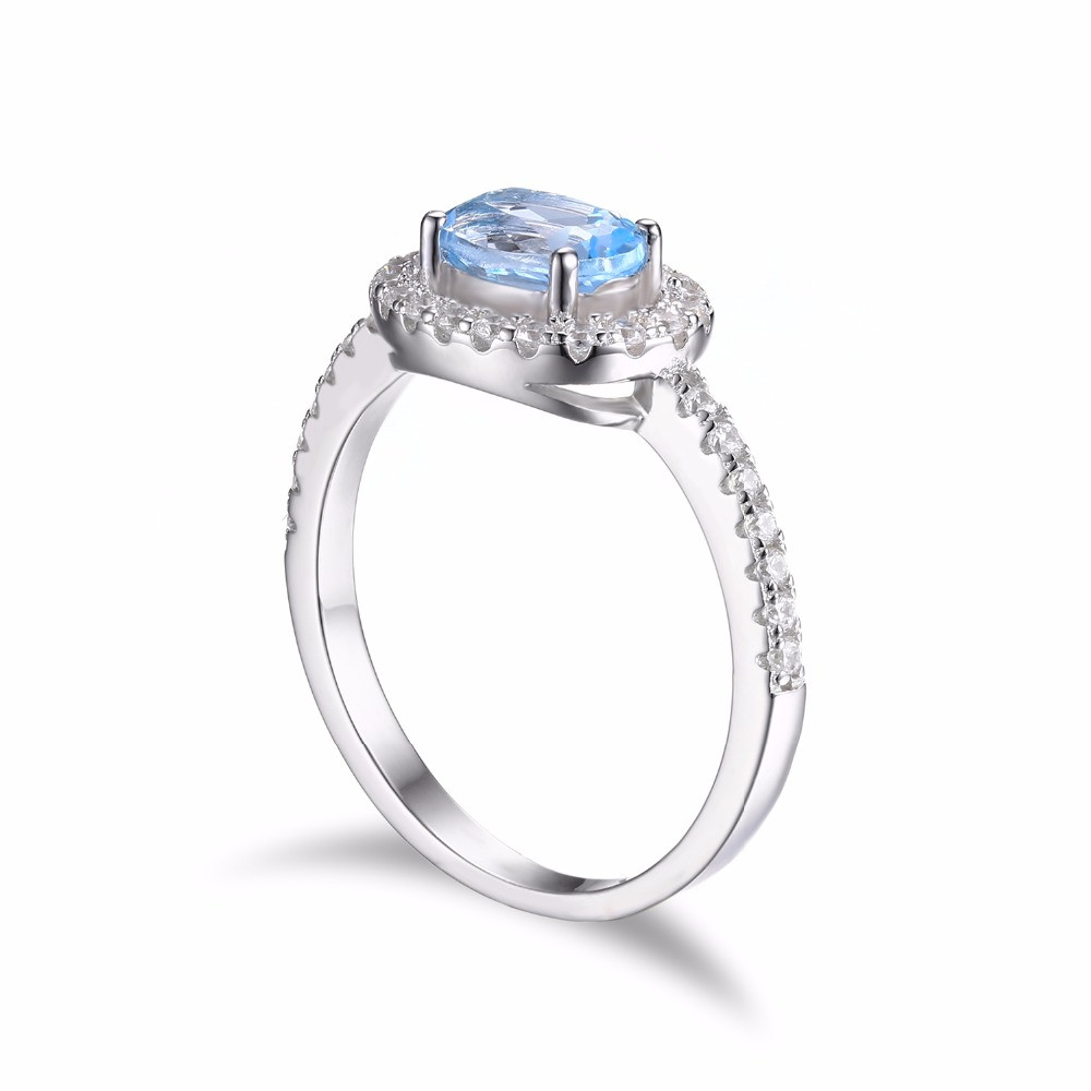 1 3/4 CTW Oval Blue Topaz Cocktail Ring in .925 Sterling Silver - Size ...