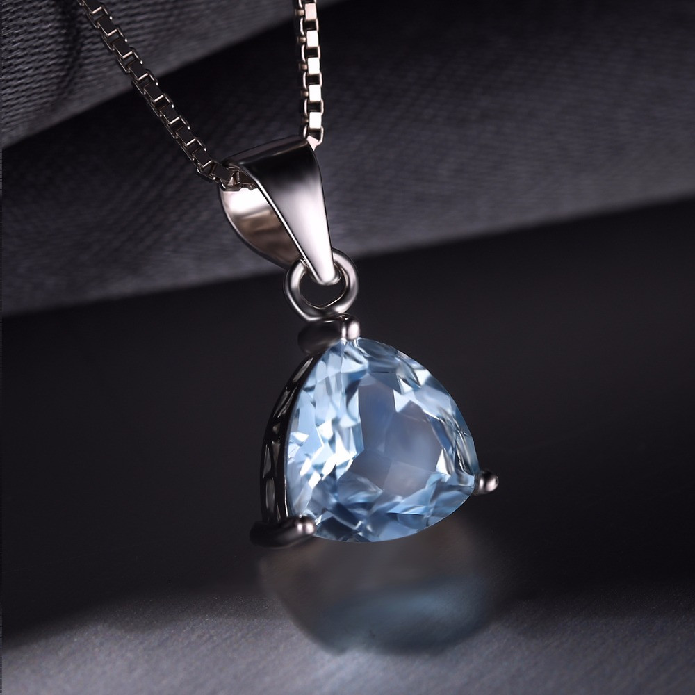 3 1/6 CT Trillion Blue Topaz Solitaire Pendant Necklace in .925 ...