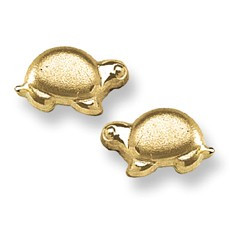 Baby Turtle Stud Baby Earrings in 14K Yellow Gold - #AD-090