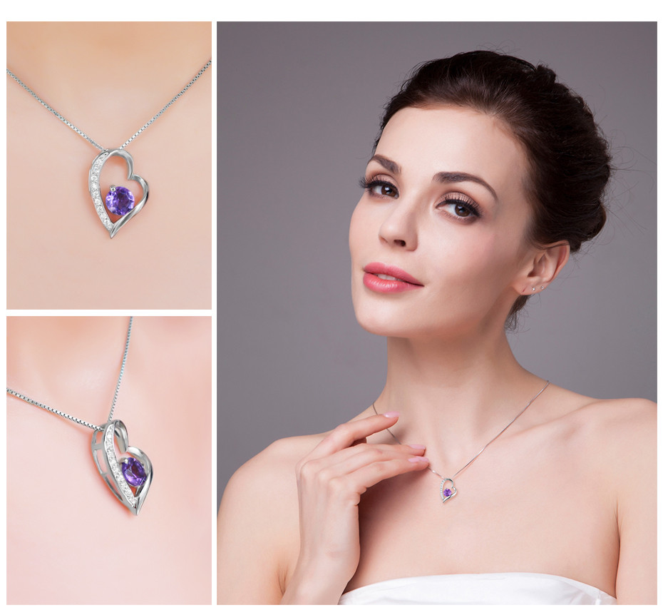 Wynona rose gold purple crystal ocean heart pendant necklace