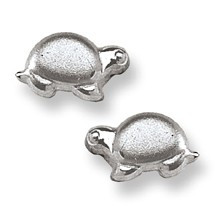 Baby Turtle Stud Baby Earrings in 14K White Gold - #AD-090W