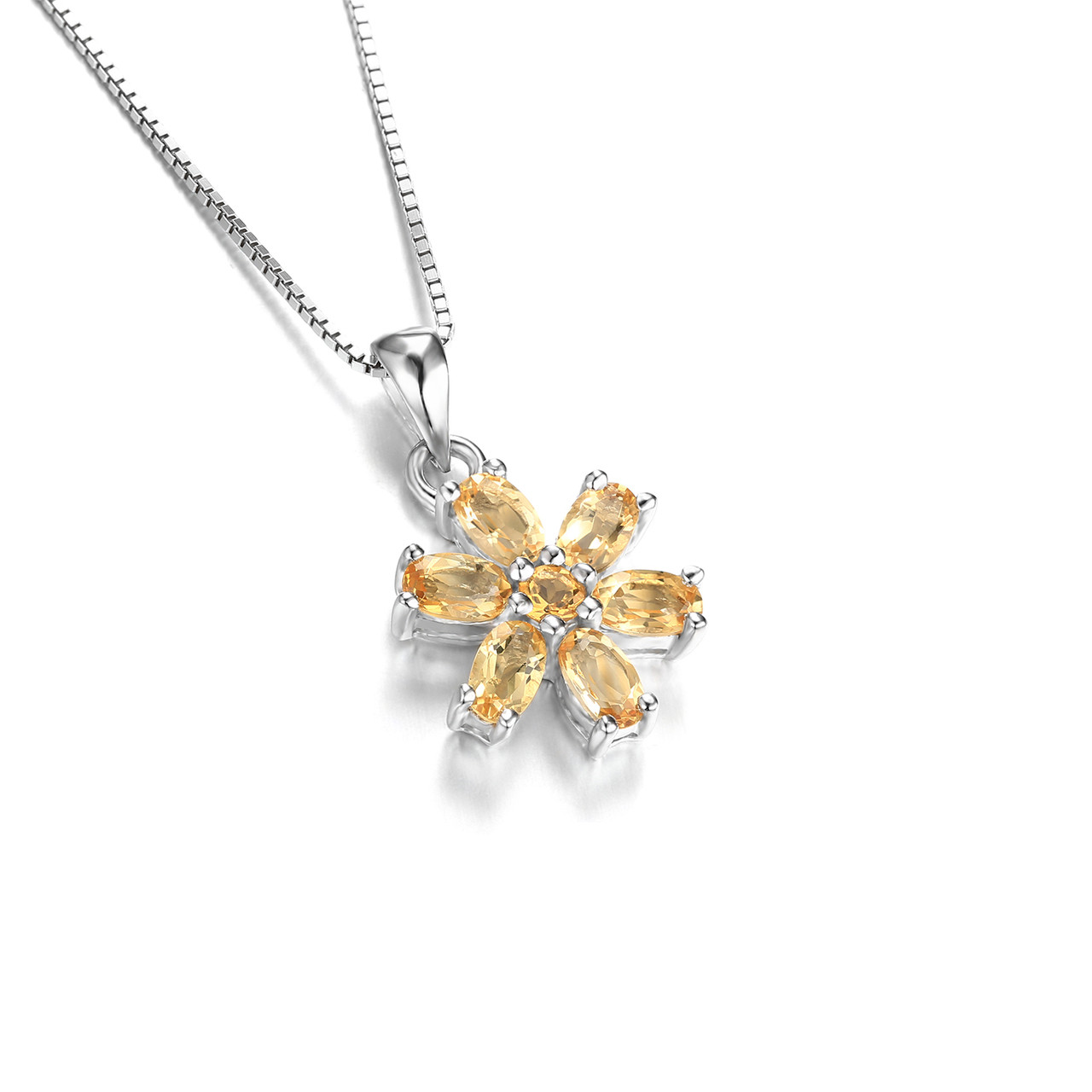1 1/3 CTW Oval Yellow Citrine Fancy Pendant Necklace in .925 Sterling