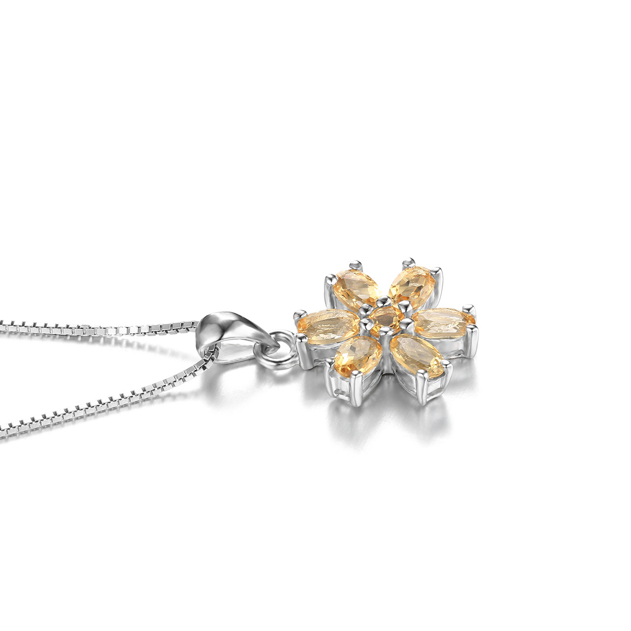 1 1/3 CTW Oval Yellow Citrine Fancy Pendant Necklace in .925 Sterling